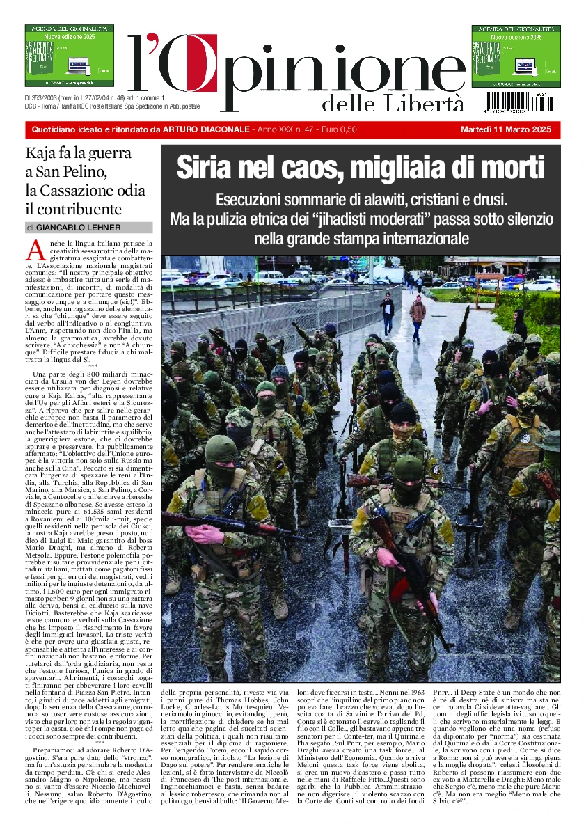 Prima-pagina-opinione della liberta-edizione-di-oggi-2025-03-11